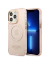 Etui Guess GUHMP13LHTCMP Apple iPhone 13 Pro růžový/pink tvrdý kryt Gold Outline Translucent MagSafe