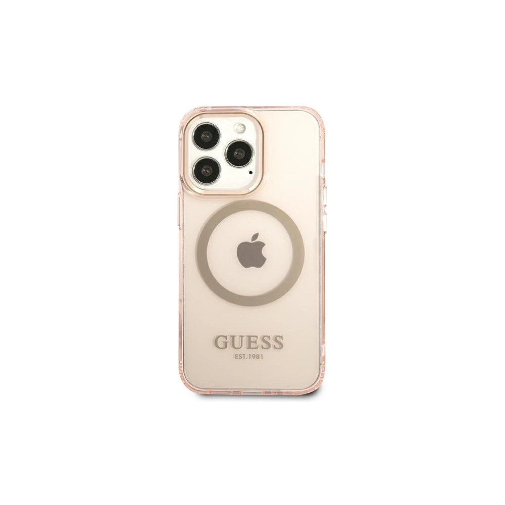 Etui Guess GUHMP13LHTCMP Apple iPhone 13 Pro różowy/pink hard case Gold Outline Translucent MagSafe