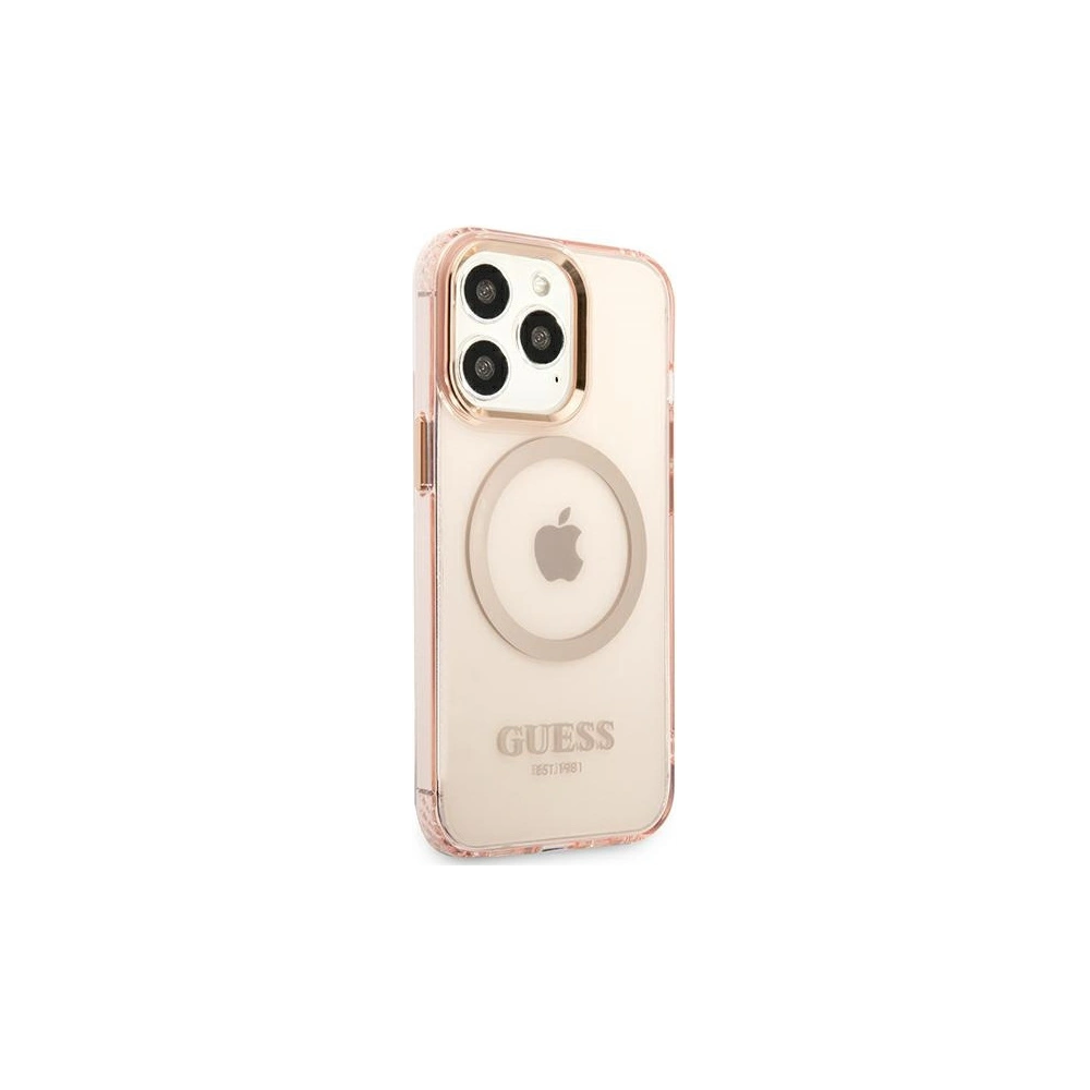Etui Guess GUHMP13LHTCMP Apple iPhone 13 Pro różowy/pink hard case Gold Outline Translucent MagSafe