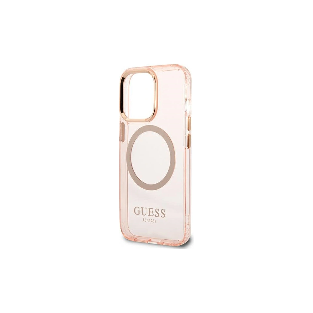 Etui Guess GUHMP13LHTCMP Apple iPhone 13 Pro różowy/pink hard case Gold Outline Translucent MagSafe