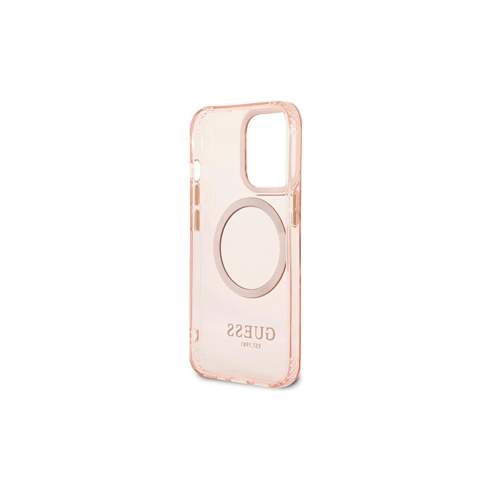 Etui Guess GUHMP13LHTCMP Apple iPhone 13 Pro różowy/pink hard case Gold Outline Translucent MagSafe
