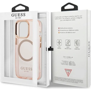 Kup Etui Guess GUHMP13LHTCMP Apple iPhone 13 Pro różowy/pink hard case Gold Outline Translucent MagSafe - GUE2226 - {ean13} - Sklep Home Screen