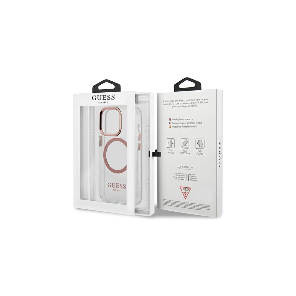 Etui Guess GUHMP13LHTRMP Apple iPhone 13 Pro różowy/pink hard case Metal Outline Magsafe
