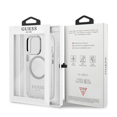 Kup Etui Guess GUHMP13LHTRMS Apple iPhone 13 Pro stříbrný/silver hard case Metal Outline Magsafe - GUE2229 - {ean13} - Sklep Home Screen