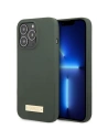 Etui Guess GUHMP13LSPLA Apple iPhone 13 Pro verde/khaki carcasă tare din silicon cu placă logo MagSafe