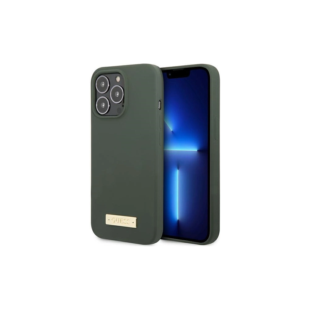 Etui Guess GUHMP13LSPLA Apple iPhone 13 Pro zielony/khaki hard case Silicone Logo Plate MagSafe