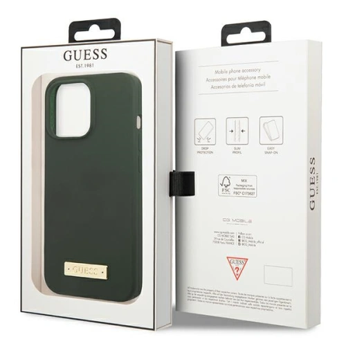 Kup Etui Guess GUHMP13LSPLA Apple iPhone 13 Pro zelené/khaki tvrdé pouzdro Silikonová logo deska MagSafe - GUE2230 - {ean13} - Sklep Home Screen