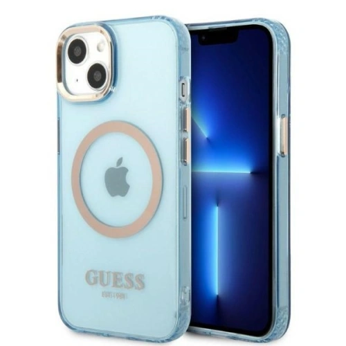 Kup Etui Guess GUHMP13MHTCMB Apple iPhone 13 albastru/blue hard case Gold Outline Translucent MagSafe - GUE2234 - {ean13} - Sklep Home Screen
