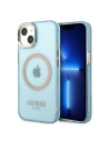 Etui Guess GUHMP13MHTCMB Apple iPhone 13 kék/blue kemény tok Arany Keret Áttetsző MagSafe