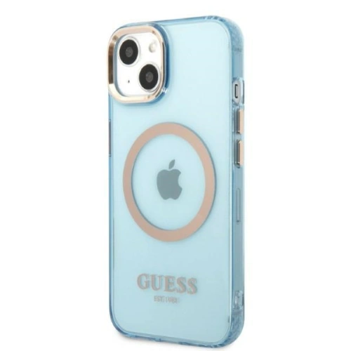 Kup Etui Guess GUHMP13MHTCMB Apple iPhone 13 niebieski/blue hard case Gold Outline Translucent MagSafe - GUE2234 - {ean13} - Sklep Home Screen
