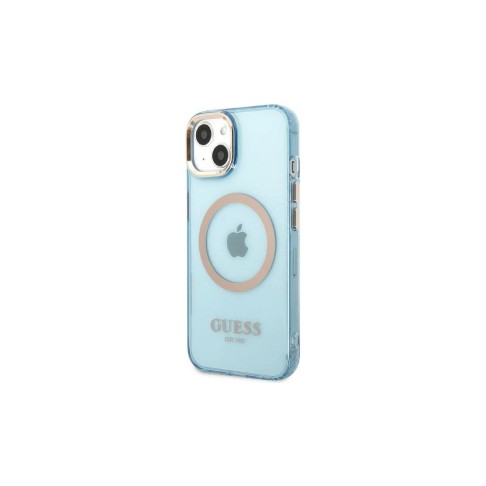 Etui Guess GUHMP13MHTCMB Apple iPhone 13 niebieski/blue hard case Gold Outline Translucent MagSafe