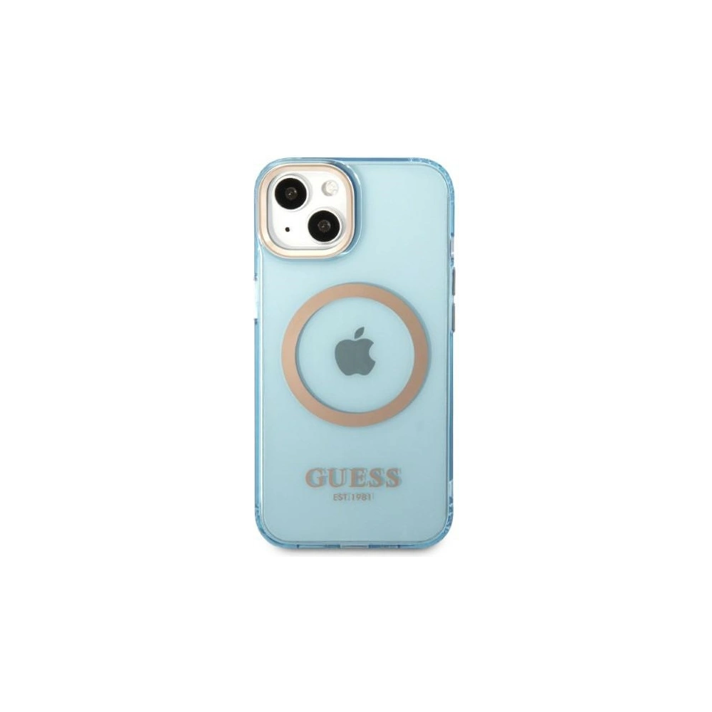 Etui Guess GUHMP13MHTCMB Apple iPhone 13 niebieski/blue hard case Gold Outline Translucent MagSafe