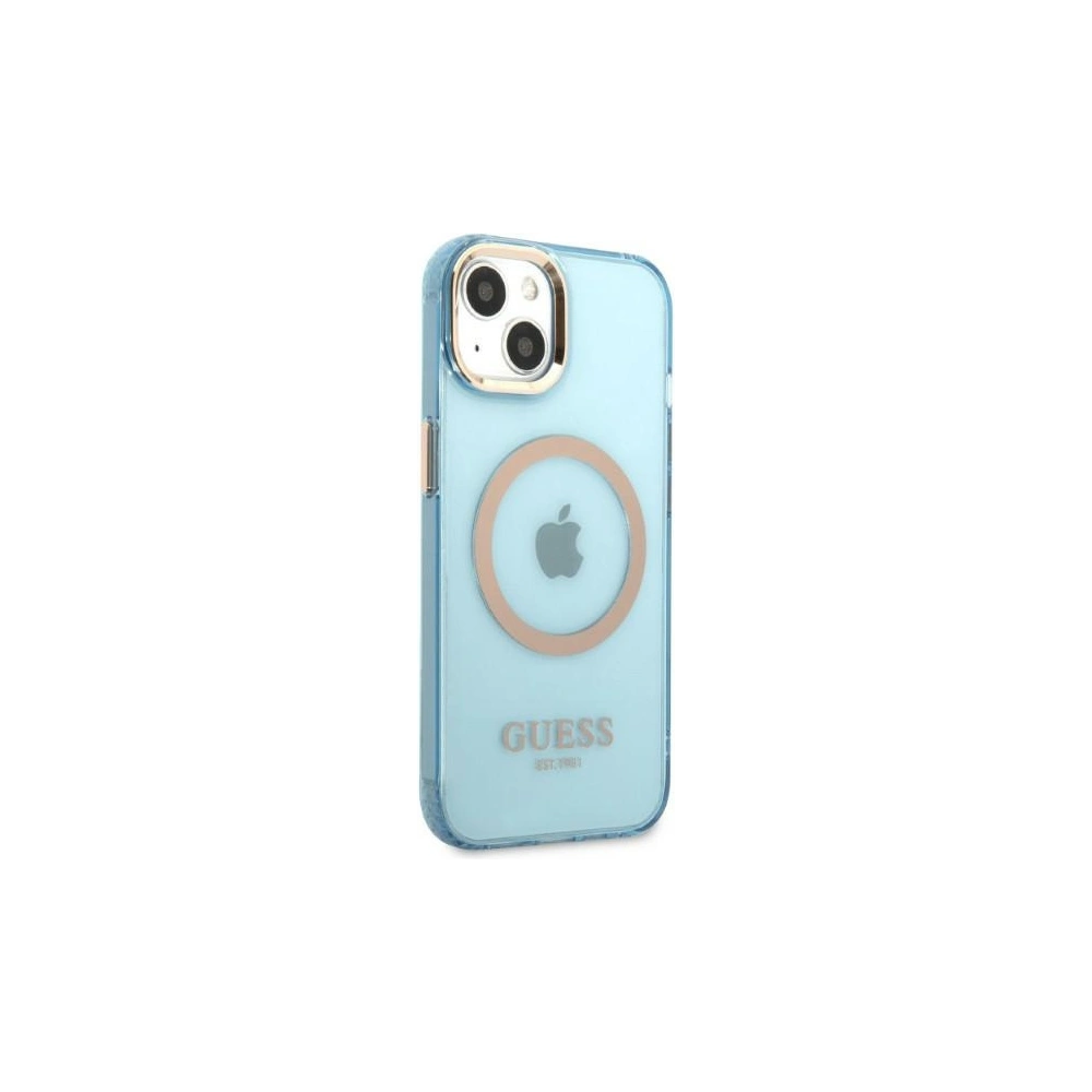 Etui Guess GUHMP13MHTCMB Apple iPhone 13 niebieski/blue hard case Gold Outline Translucent MagSafe
