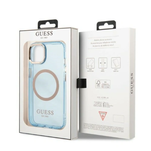 Kup Case Guess GUHMP13MHTCMB Apple iPhone 13 blau/hard case Gold Outline Translucent MagSafe - GUE2234 - {ean13} - Sklep Home Screen