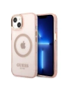 Etui Guess GUHMP13MHTCMP Apple iPhone 13 różowy/pink hard case Gold Outline Translucent MagSafe