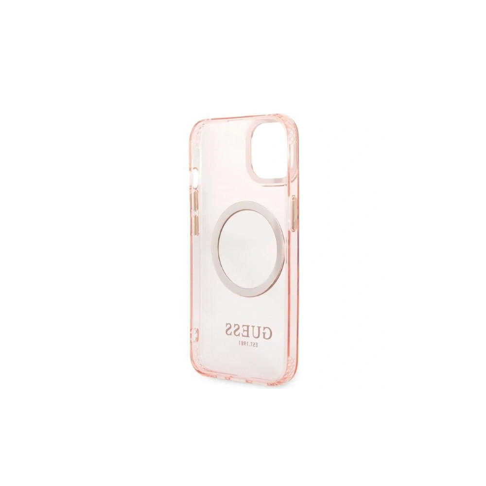Etui Guess GUHMP13MHTCMP Apple iPhone 13 różowy/pink hard case Gold Outline Translucent MagSafe
