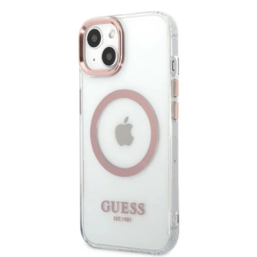 Buy Guess GUHMP13MHTRMP Apple iPhone 13 pink hard case Metal Outline Magsafe - GUE2237 - {ean13} - Home Screen Store Europe