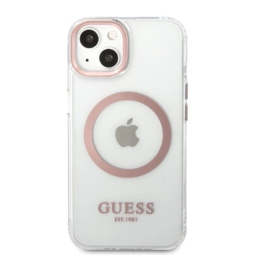 Buy Guess GUHMP13MHTRMP Apple iPhone 13 pink hard case Metal Outline Magsafe - GUE2237 - {ean13} - Home Screen Store Europe