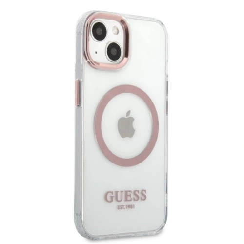 Buy Guess GUHMP13MHTRMP Apple iPhone 13 pink hard case Metal Outline Magsafe - GUE2237 - {ean13} - Home Screen Store Europe