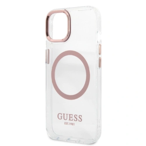 Buy Guess GUHMP13MHTRMP Apple iPhone 13 pink hard case Metal Outline Magsafe - GUE2237 - {ean13} - Home Screen Store Europe