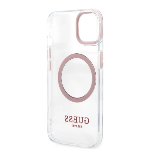 Buy Guess GUHMP13MHTRMP Apple iPhone 13 pink hard case Metal Outline Magsafe - GUE2237 - {ean13} - Home Screen Store Europe