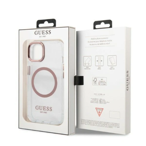 Buy Guess GUHMP13MHTRMP Apple iPhone 13 pink hard case Metal Outline Magsafe - GUE2237 - {ean13} - Home Screen Store Europe