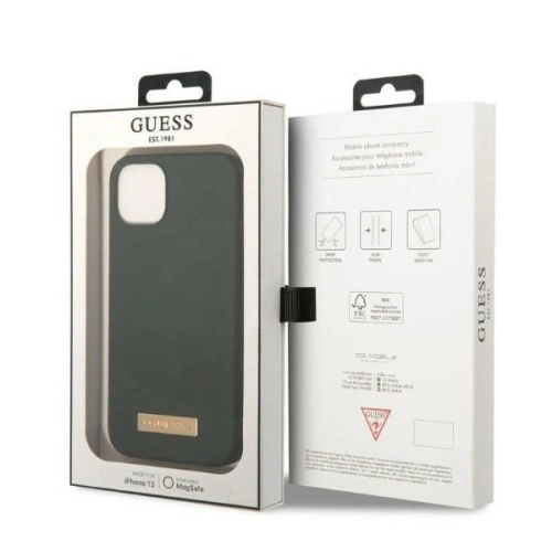 Kup Case Guess GUHMP13MSBPLA Apple iPhone 13 grün/khaki Hardcase Silikon Logo-Platte MagSafe - GUE2238 - {ean13} - Sklep Home Screen
