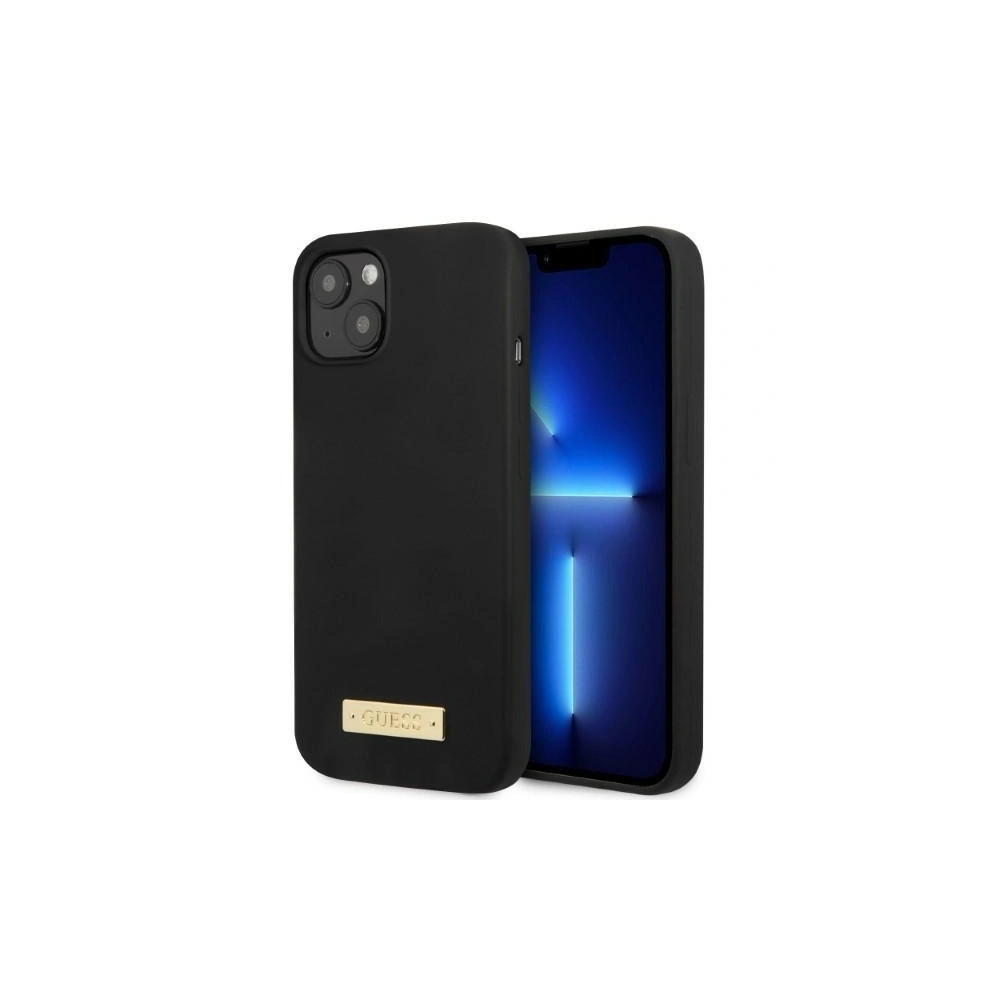 Etui Guess GUHMP13MSPLK Apple iPhone 13 czarny/black hard case Silicone Logo Plate MagSafe