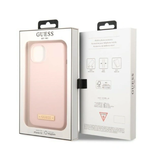 Kup Etui Guess GUHMP13SSBPLP Apple iPhone 13 mini rózsaszín/pink kemény tok Szilikon Logó Plate MagSafe - GUE2242 - {ean13} - Sklep Home Screen