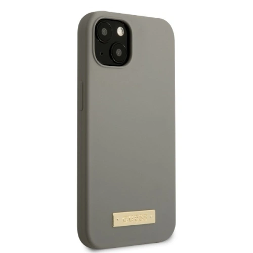 Kup Etui Guess GUHMP13SSPLG Apple iPhone 13 mini gri/grey carcasă tare Silicon Logo Plate MagSafe - GUE2243 - {ean13} - Sklep Home Screen