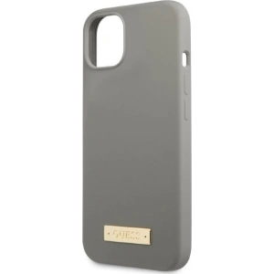 Kup Etui Guess GUHMP13SSPLG Apple iPhone 13 mini gri/grey carcasă tare Silicon Logo Plate MagSafe - GUE2243 - {ean13} - Sklep Home Screen