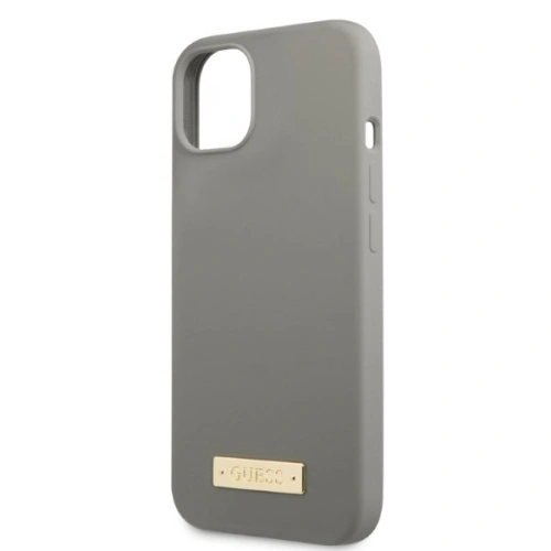Kup Etui Guess GUHMP13SSPLG Apple iPhone 13 mini gri/grey carcasă tare Silicon Logo Plate MagSafe - GUE2243 - {ean13} - Sklep Home Screen