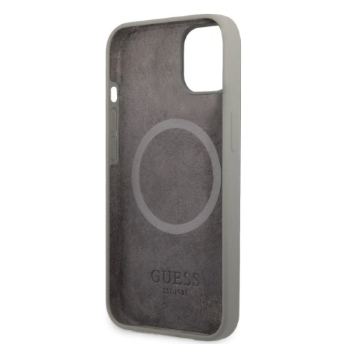 Kup Etui Guess GUHMP13SSPLG Apple iPhone 13 mini gri/grey carcasă tare Silicon Logo Plate MagSafe - GUE2243 - {ean13} - Sklep Home Screen