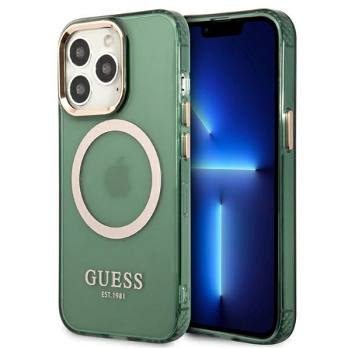 Kup Case Guess GUHMP13XHTCMA Apple iPhone 13 Pro Max grün/khaki Hard Case Gold Outline Translucent MagSafe - GUE2245 - {ean13} - Sklep Home Screen
