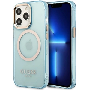 Buy Guess GUHMP13XHTCMB Apple iPhone 13 Pro Max blue hard case Gold Outline Translucent MagSafe - GUE2246 - {ean13} - Home Screen Store Europe
