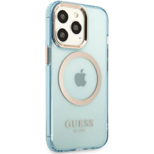 Buy Guess GUHMP13XHTCMB Apple iPhone 13 Pro Max blue hard case Gold Outline Translucent MagSafe - GUE2246 - {ean13} - Home Screen Store Europe