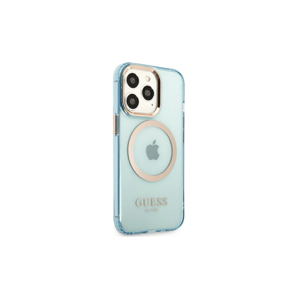 Etui Guess GUHMP13XHTCMB Apple iPhone 13 Pro Max niebieski/blue hard case Gold Outline Translucent MagSafe