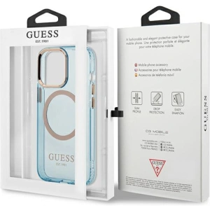 Buy Guess GUHMP13XHTCMB Apple iPhone 13 Pro Max blue hard case Gold Outline Translucent MagSafe - GUE2246 - {ean13} - Home Screen Store Europe