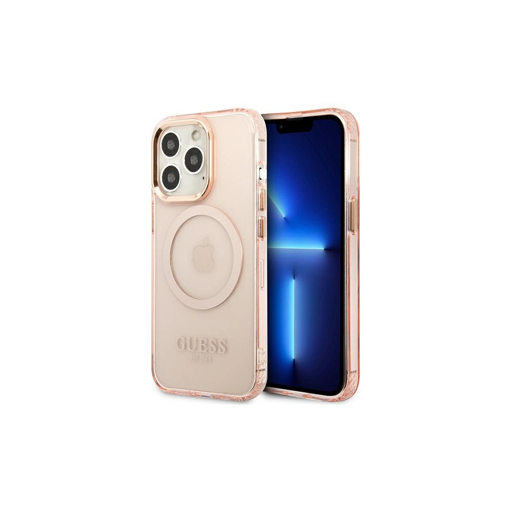 Etui Guess GUHMP13XHTCMP Apple iPhone 13 Pro Max różowy/pink hard case Gold Outline Translucent MagSafe