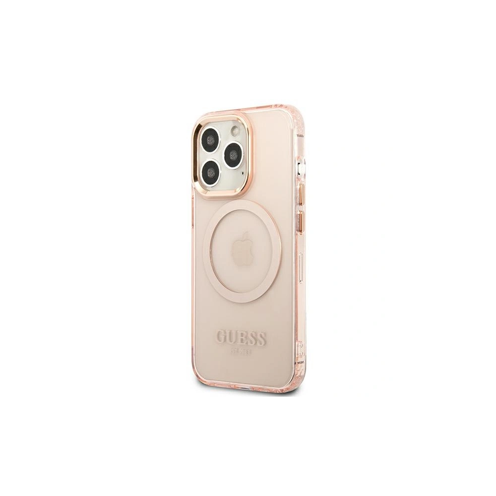 Etui Guess GUHMP13XHTCMP Apple iPhone 13 Pro Max różowy/pink hard case Gold Outline Translucent MagSafe