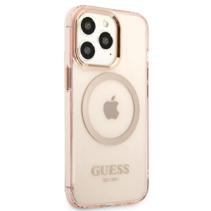 Buy Guess GUHMP13XHTCMP Apple iPhone 13 Pro Max pink hard case Gold Outline Translucent MagSafe - GUE2248 - {ean13} - Home Screen Store Europe