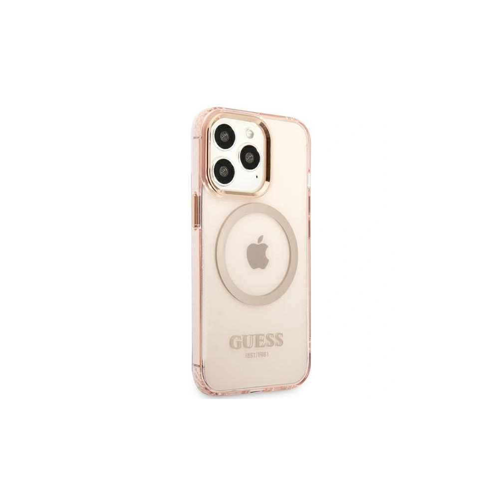 Etui Guess GUHMP13XHTCMP Apple iPhone 13 Pro Max różowy/pink hard case Gold Outline Translucent MagSafe