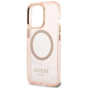 Buy Guess GUHMP13XHTCMP Apple iPhone 13 Pro Max pink hard case Gold Outline Translucent MagSafe - GUE2248 - {ean13} - Home Screen Store Europe