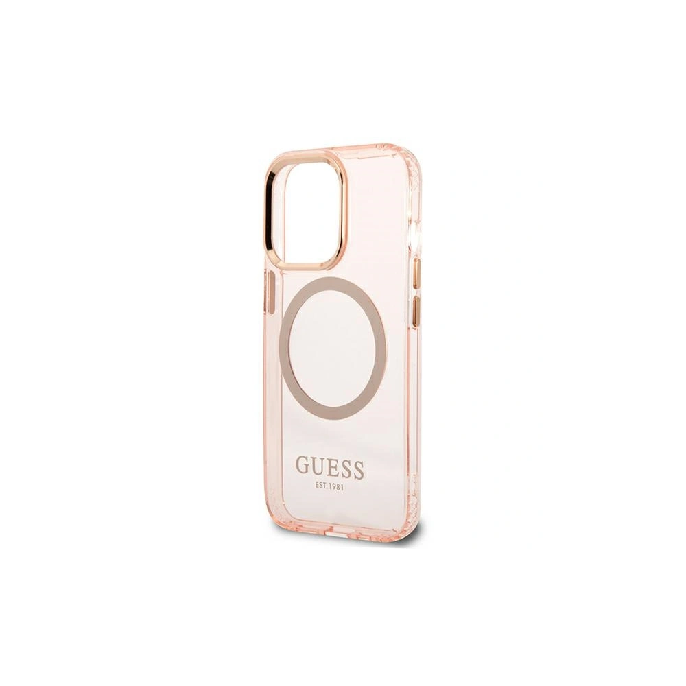 Etui Guess GUHMP13XHTCMP Apple iPhone 13 Pro Max różowy/pink hard case Gold Outline Translucent MagSafe