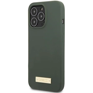 Buy Guess GUHMP13XSPLA Apple iPhone 13 Pro Max khaki hard case Silicone Logo Plate MagSafe - GUE2252 - {ean13} - Home Screen Store Europe