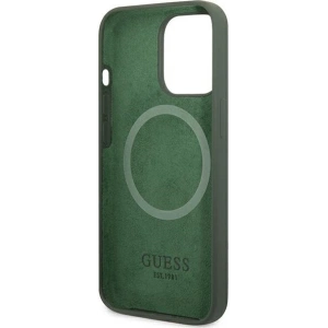 Buy Guess GUHMP13XSPLA Apple iPhone 13 Pro Max khaki hard case Silicone Logo Plate MagSafe - GUE2252 - {ean13} - Home Screen Store Europe
