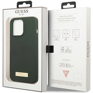 Buy Guess GUHMP13XSPLA Apple iPhone 13 Pro Max khaki hard case Silicone Logo Plate MagSafe - GUE2252 - {ean13} - Home Screen Store Europe
