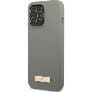Buy Guess GUHMP13XSPLG Apple iPhone 13 Pro Max grey hard case Silicone Logo Plate MagSafe - GUE2253 - {ean13} - Home Screen Store Europe