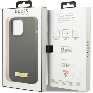 Buy Guess GUHMP13XSPLG Apple iPhone 13 Pro Max grey hard case Silicone Logo Plate MagSafe - GUE2253 - {ean13} - Home Screen Store Europe