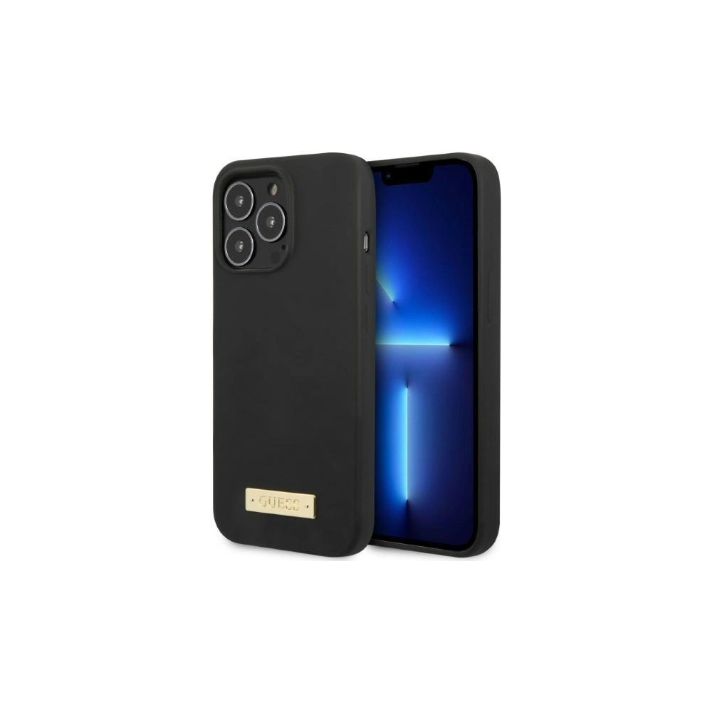 Etui Guess GUHMP13XSPLK Apple iPhone 13 Pro Max czarny/black hard case Silicone Logo Plate MagSafe